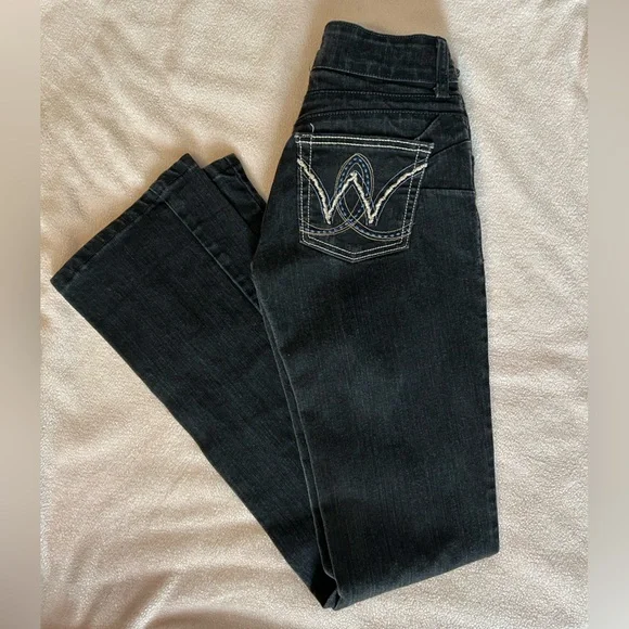 Wrangler Woman Bootcut Jeans Black Washed Size 0x34 - Picture 1 of 5